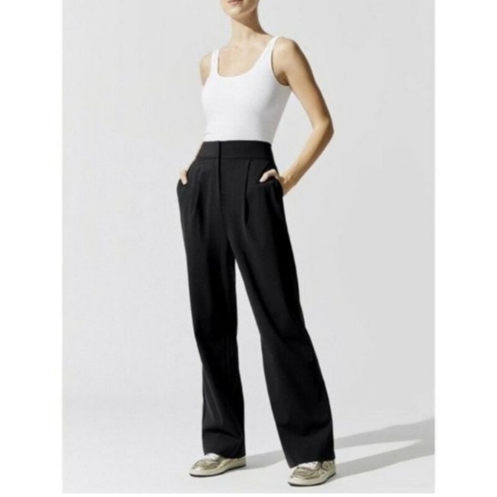 Carbon38 Womens Wide Leg Stretch Pant Black Medium